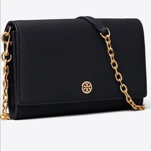 Tory Burch Robinson chain wallet black authentic